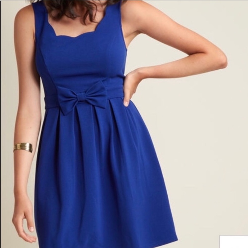 ModCloth Blue Scalloped Neck Dress, 2X